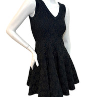Alaïa black textured knit fit-and-flare dress IT40 close up angle view