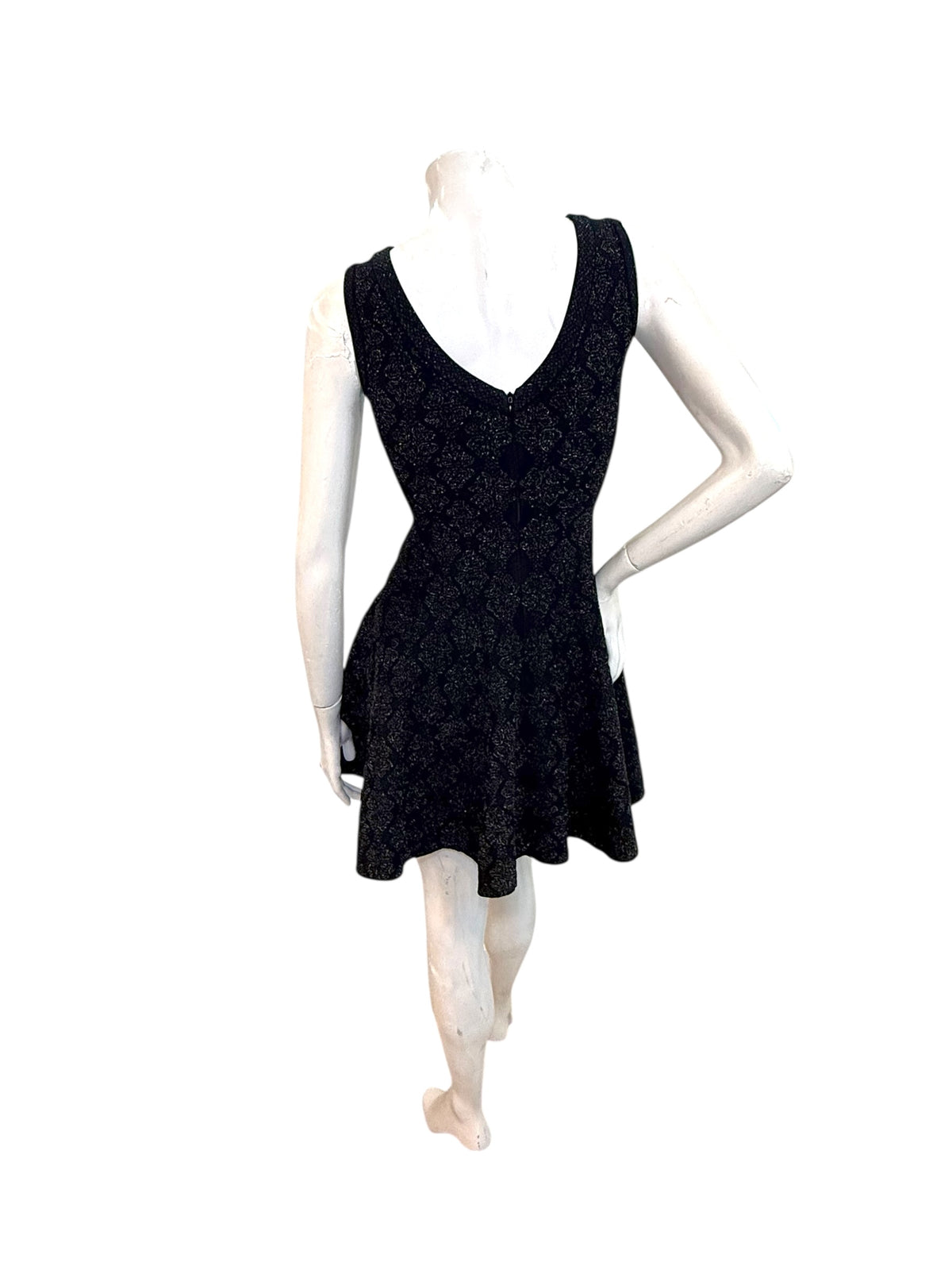 Alaïa black textured knit fit-and-flare dress IT40 back angle view
