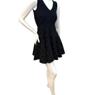 Alaïa black textured knit fit-and-flare dress IT40 front angle view