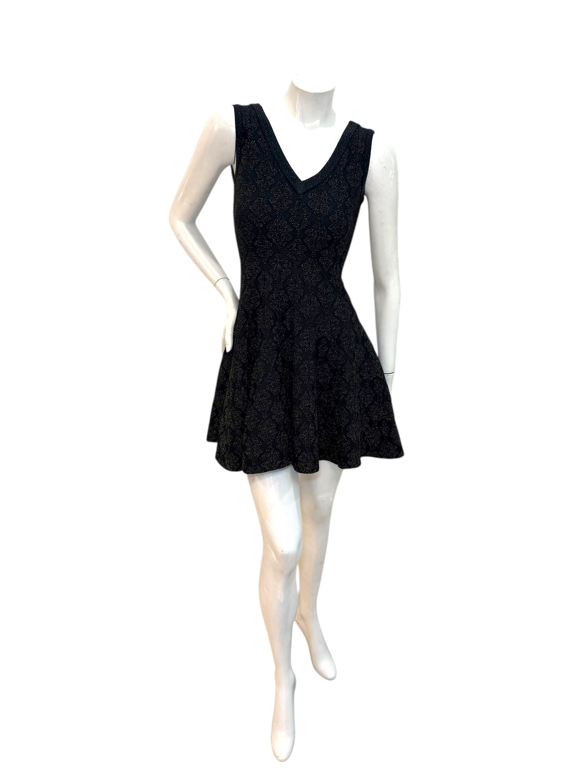 Alaïa black textured knit fit-and-flare dress IT40 front view