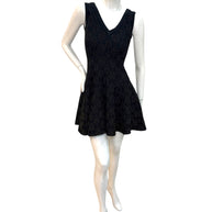 Alaïa black textured knit fit-and-flare dress IT40 front view