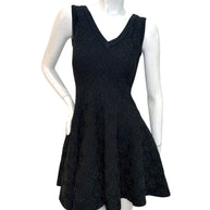 Alaïa black textured knit fit-and-flare dress IT40 full front view