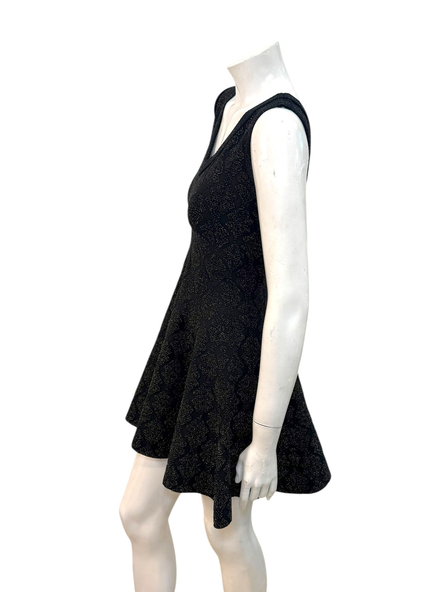 Alaïa black textured knit fit-and-flare dress IT40 side angle view