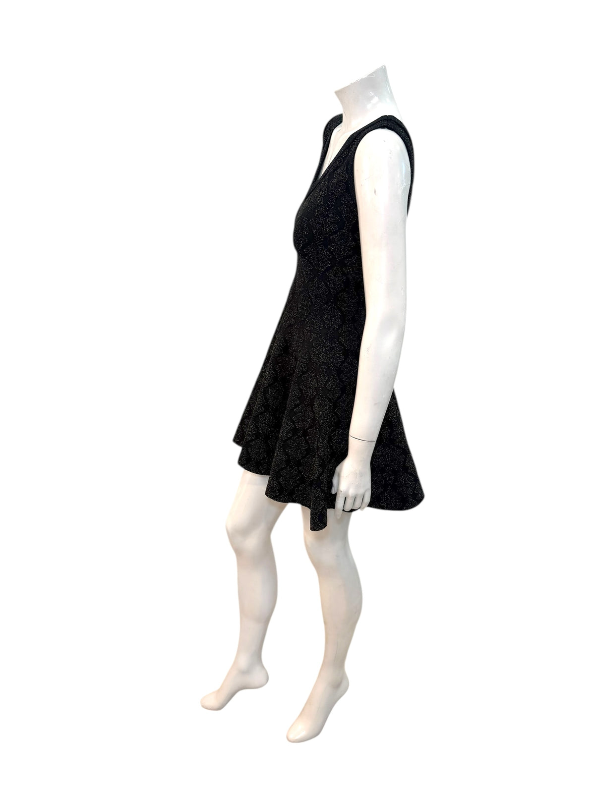 Alaïa black textured knit fit-and-flare dress IT40 side view