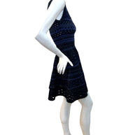 Alaïa black and indigo geometric knit dress FR38 side profile view