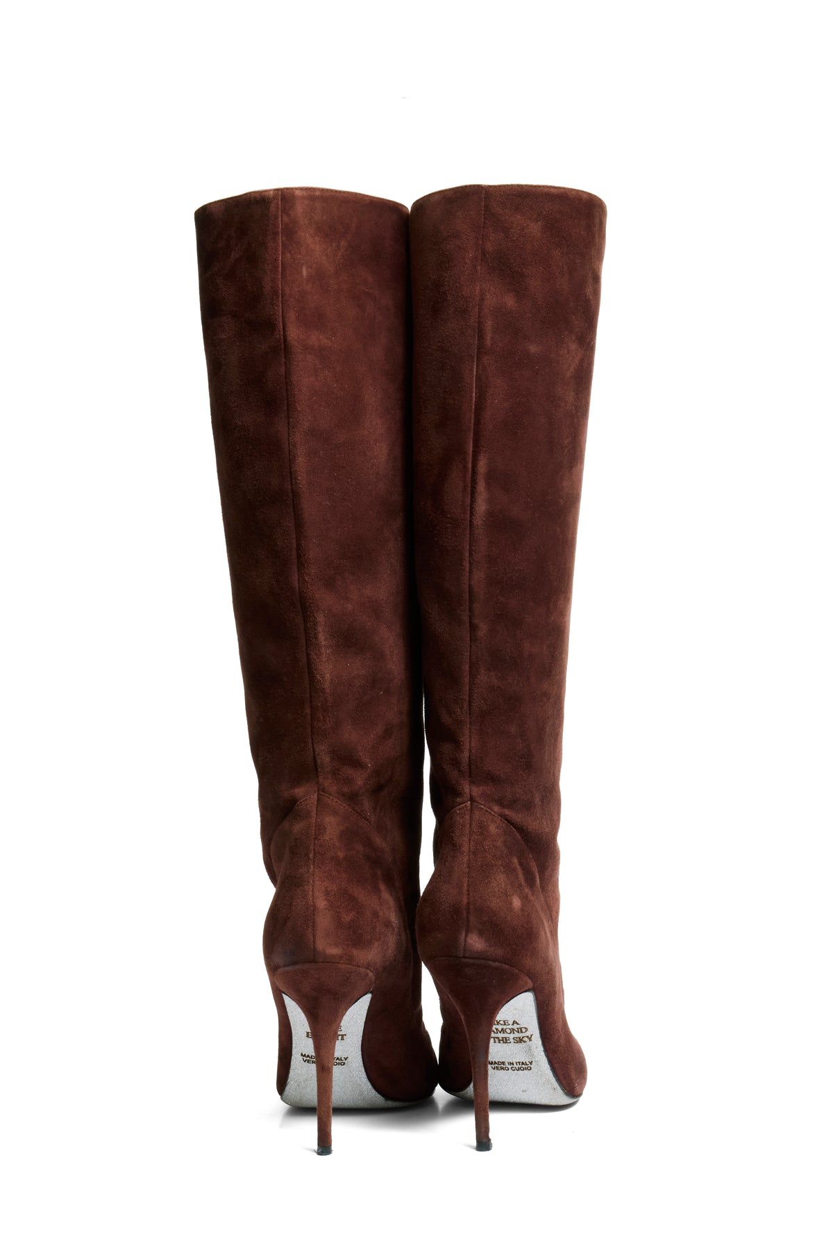 Alberto Moretti FW18 chestnut suede knee-high boots IT39 back view
