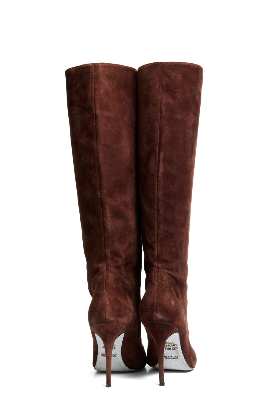 Alberto Moretti FW18 chestnut suede knee-high boots IT39 back view
