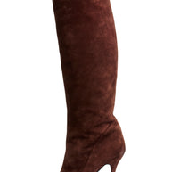 Alberto Moretti FW18 chestnut suede knee-high stiletto boot IT39 opposite side view
