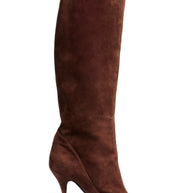 Alberto Moretti FW18 chestnut suede knee-high stiletto boot IT39 side view