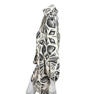 Alexander McQueen Resort 2019 seashell print silk mini dress profile view showing scarf tie and sleeve