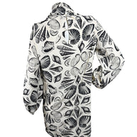Alexander McQueen Resort 2019 seashell print silk scarf-tie mini dress back view with keyhole closure