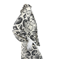 Alexander McQueen Resort 2019 ivory seashell print silk mini dress side view with balloon sleeve