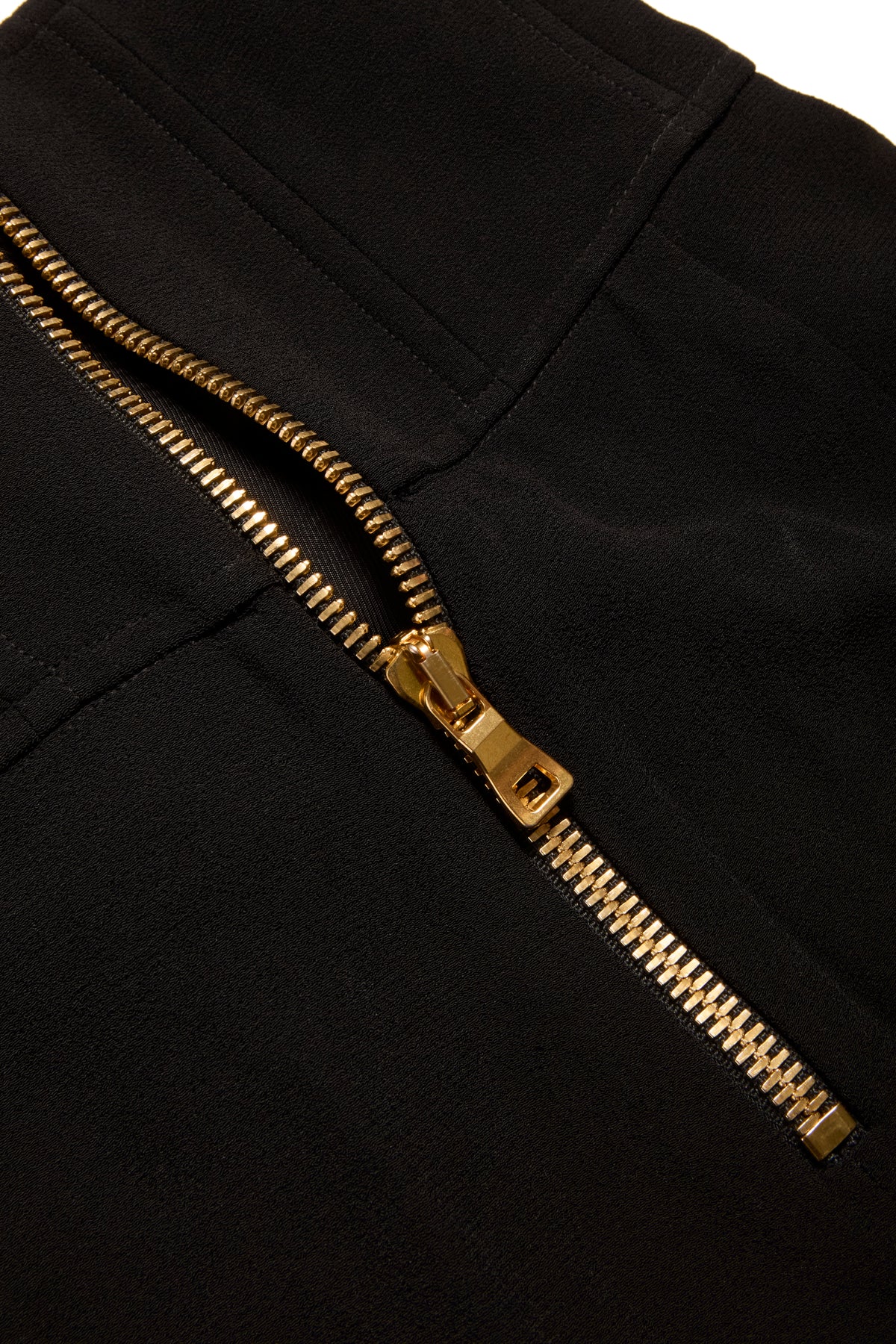 Balmain FW2016 black corset pants gold zipper hardware detail