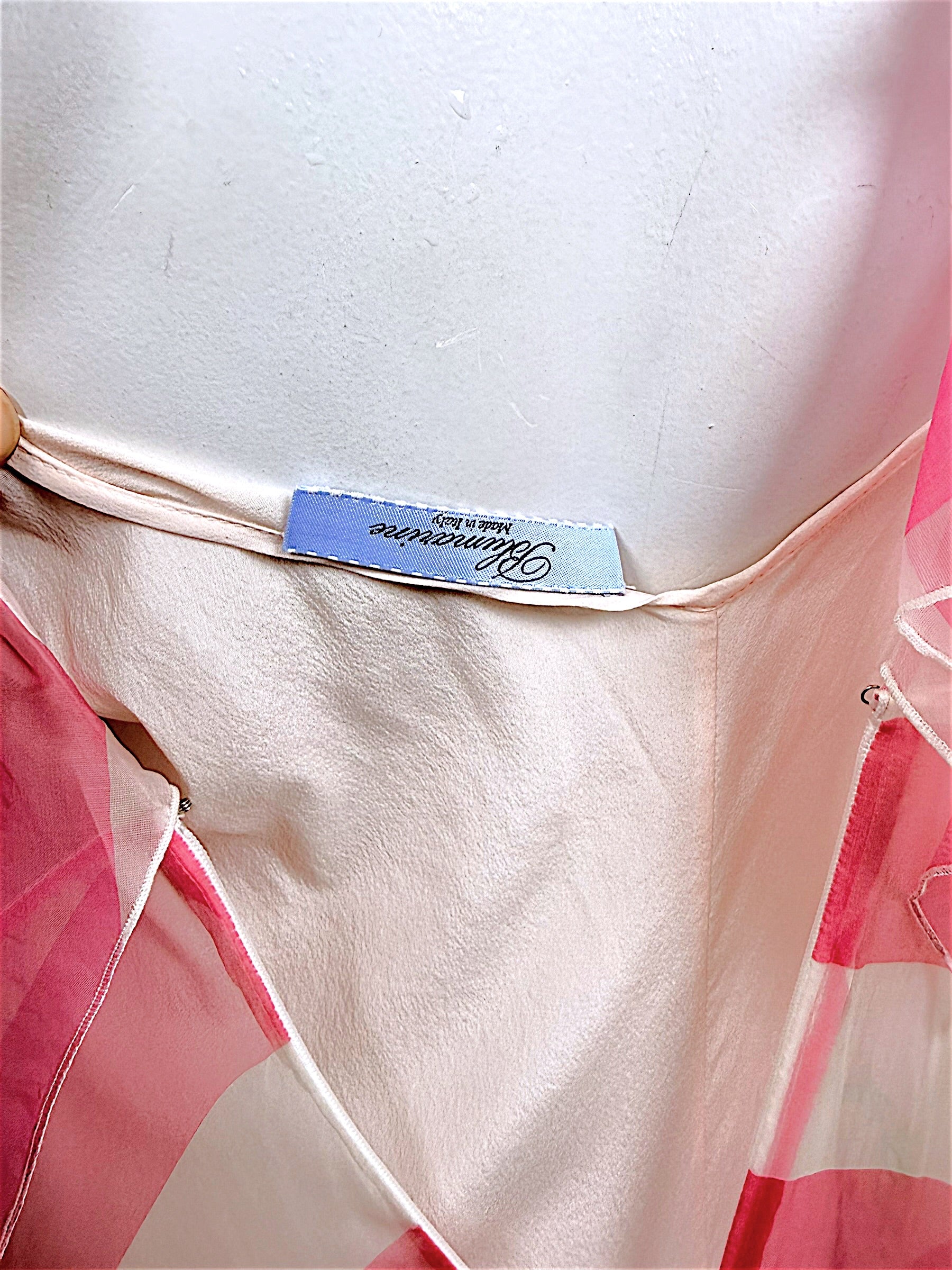 Blumarine pale blush under-slip with original Made in Italy label accompanying Spring 2016 runway Look 21 gown