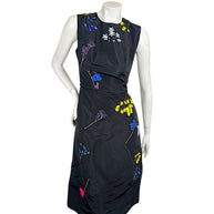 Carolina Herrera black silk floral embroidered sleeveless dress size 2 front view