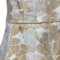 Chanel floral jacquard fabric detail beige ivory with subtle CC motifs runway vest