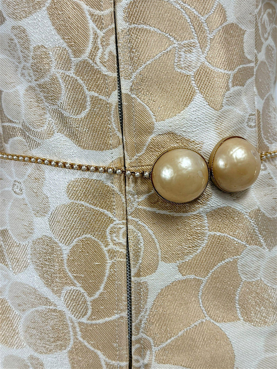 Chanel 2001 runway vest pearl chain belt with oversized pearls gold tone detail