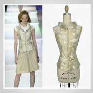 Chanel 2001 runway vest side by side comparison with original runway look pearl belt jacquard