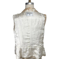 Chanel vest interior silk lining with tonal floral pattern luxury construction