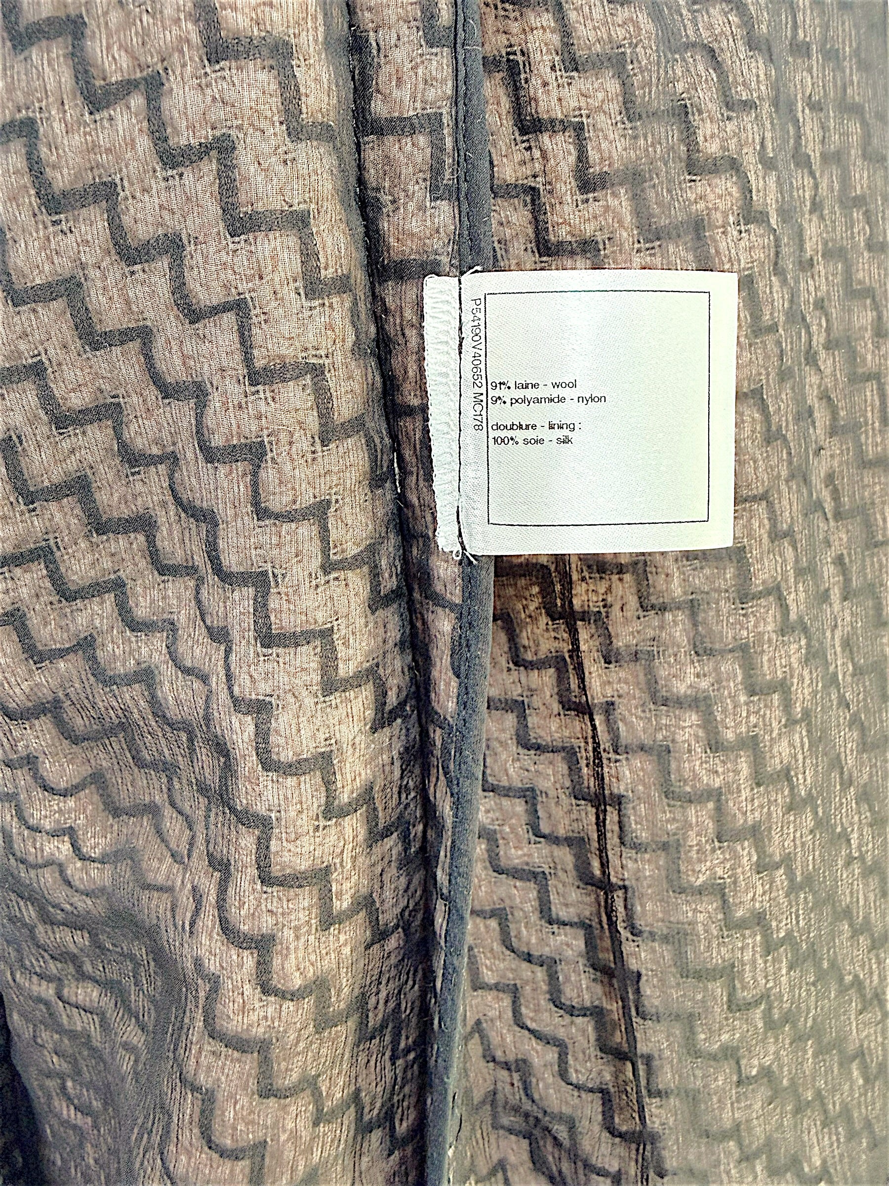 Chanel jacket fabric composition tag wool polyamide silk lining Pre-Fall 2016