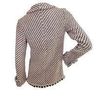 Back view Chanel Pre-Fall 2016 runway jacket Look 36 pink black tweed with tailored seams