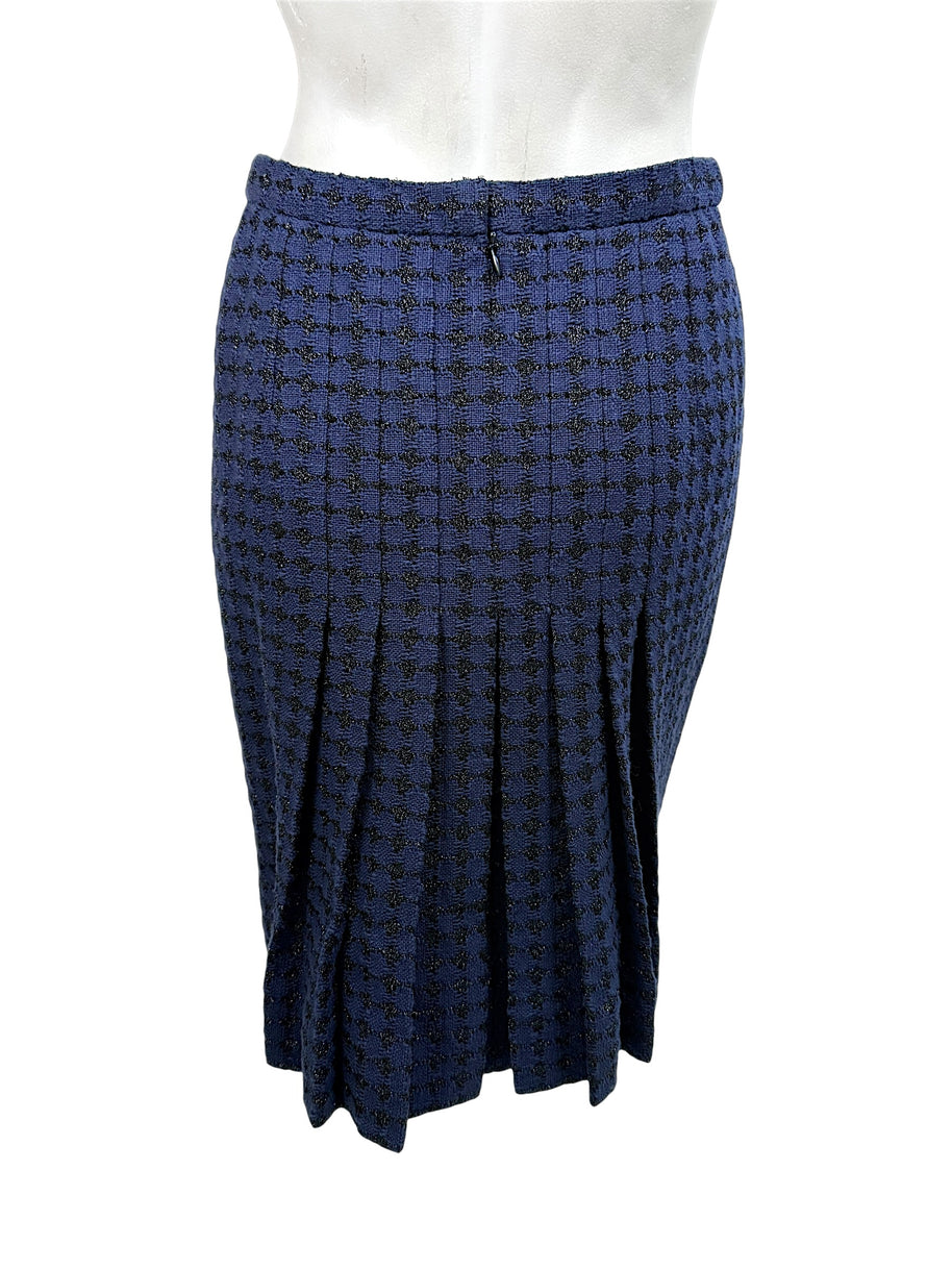 Chanel tweed skirt back view with pleated detail Spring 2016