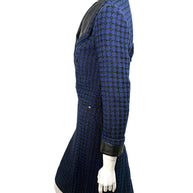 Chanel 2016 tweed skirt suit side profile showing fitted jacket and skirt silhouette