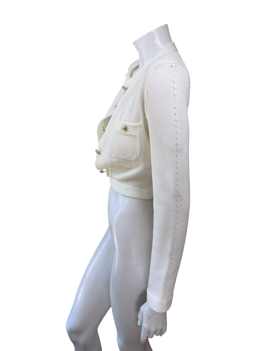 Chanel 2019 ivory cropped cardigan jacket side view