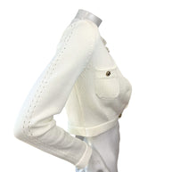Chanel 2019 ivory cropped knit cardigan jacket side profile