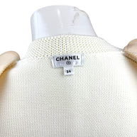Chanel 2019 ivory knit cardigan jacket interior Chanel label detail