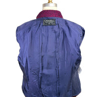 Interior view of Chanel Boutique 1998 jacket with navy silk CC monogram lining