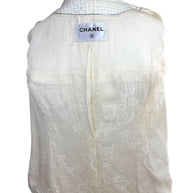 Interior Chanel camellia jacquard silk lining from Chanel Cruise 2014 ivory tweed jacket