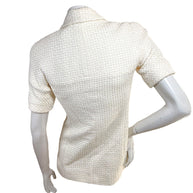 Back view of Chanel Cruise 2014 ivory textured tweed jacket with short sleeves