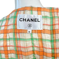 Chanel Cruise 2020 jacket interior plaid lining and Chanel label