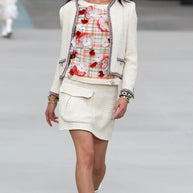 Chanel Cruise 2020 Look 74 ivory tweed jacket as photographed on the runway