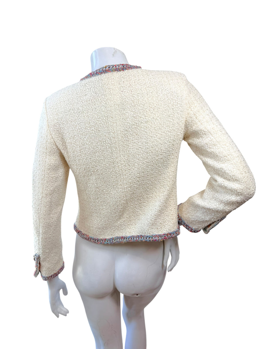 Chanel Cruise 2020 ivory tweed jacket back view