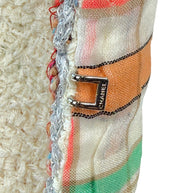 Chanel Cruise 2020 jacket ivory tweed and multicolor woven trim close-up