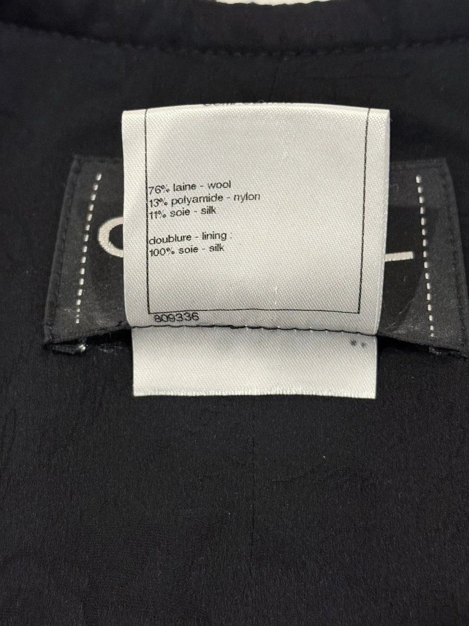 Chanel black skirt interior care and composition tag
