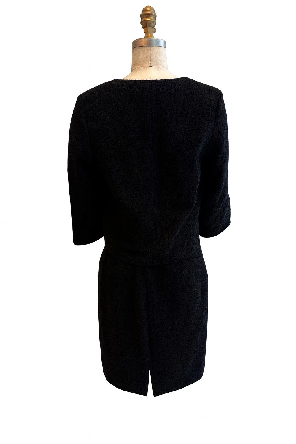Chanel Fall Winter 2007-2008 black wool silk skirt suit back view
