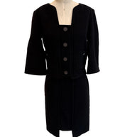 Chanel Fall Winter 2007-2008 black wool silk skirt suit front view