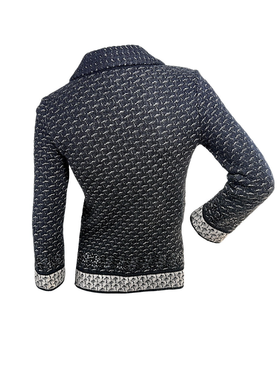 Back view of Chanel FW2010 mohair cashmere tweed blend jacket with contrast trim