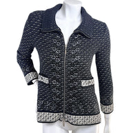 Chanel Fall Winter 2010 mohair cashmere tweed blend jacket with tonal appliqué embellishment front view