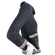 Side profile of Chanel Fall Winter 2010 mohair cashmere tweed jacket with appliqué detailing
