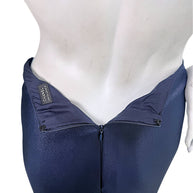 Interior Chanel Identification Collection label and zipper detail inside navy metallic coordinating skirt.
