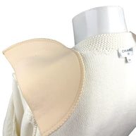 Chanel ivory cropped knit cardigan jacket neckline and interior detail