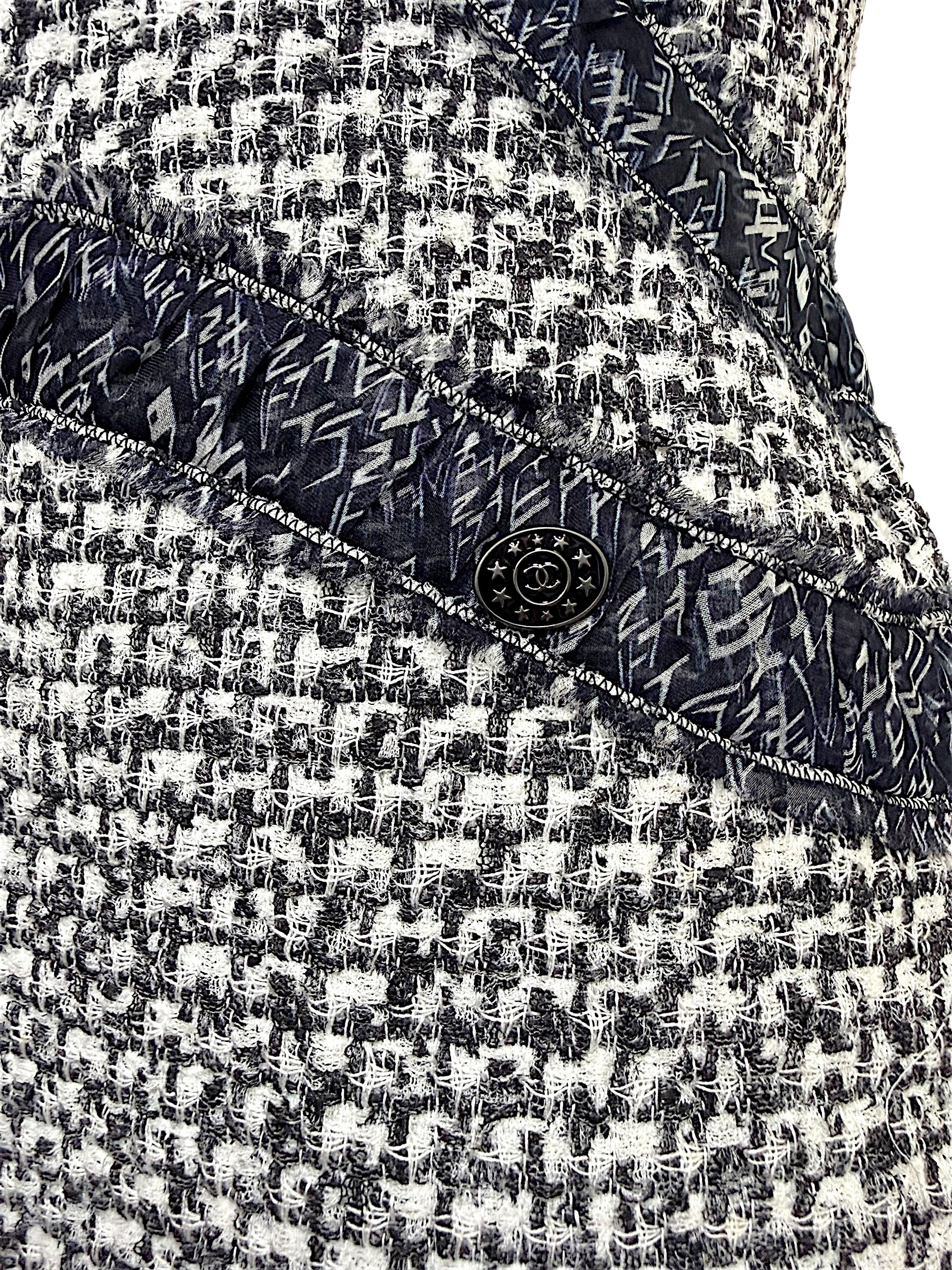 Close-up detail of Chanel silk ribbon trim and CC hardware accent