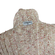 Vintage Chanel Spring 2006 06P textured knit cardigan interior showing Chanel designer label