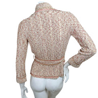 Chanel Spring 2006 textured beige pink and gold knit cardigan jacket back view with self-tie belt