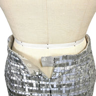 Interior waistband view of Chanel Spring 2016 metallic woven pencil skirt.