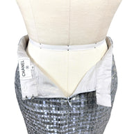 Chanel Spring 2016 silver metallic skirt interior label showing size FR 40.